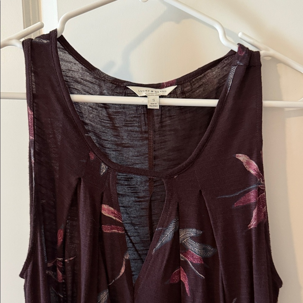 Lucky Brand Women's Dark Purple Floral Tank Top